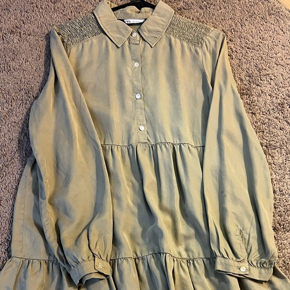 Zara light khaki mini dress - Picture 2 of 6